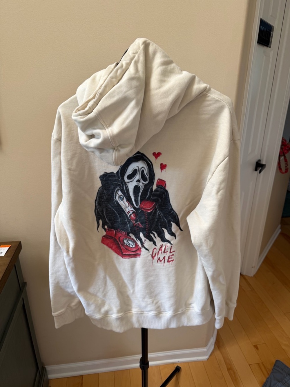 Ghostface Scream Hoodie Call Me Graphic Horror xXL Cream Pullover